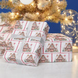 Papel De Presente Watercolor Christmas Gingercake House<br><div class="desc">Casa de pão de Natal com Aquarela com cobertura de flocos de neve.</div>
