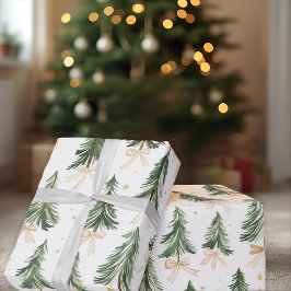 Papel De Presente Watercolor Christmas Tree Wrapping Paper