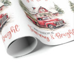 Papel De Presente Watercolor Christmas Vintage Truck and Barn<br><div class="desc">Vintage Truck and Barn Wrapping Paper Supplies > Gift Wrapping Supply > Wrapping Paper</div>
