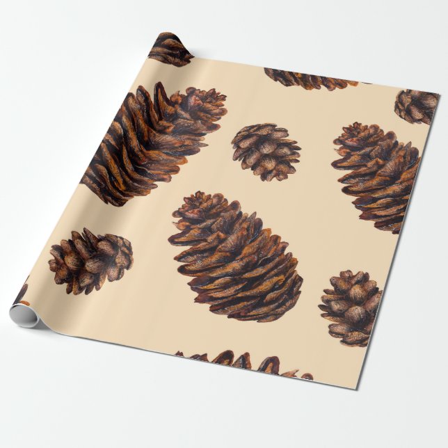 Papel De Presente Watercolor fir cone seamless pattern, watercolour  (Desenrolado)