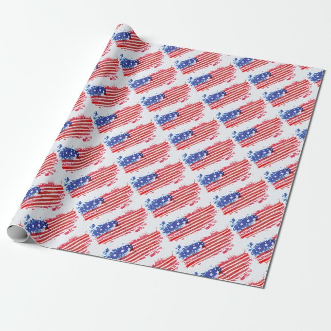 Papel De Presente watercolor grunge American Flag (Desenrolado)