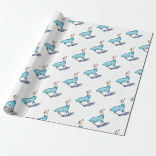 Papel De Presente Watercolor Llama em Blue Sweater