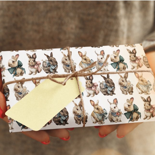Papel De Presente Watercolor Pastel Easter Bunnies Wrapping Paper (Criador carregado)