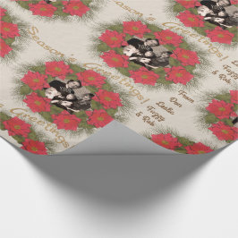 Papel De Presente Watercolor Poinsettia Wreath com a sua fotografia