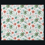 Papel De Presente Watercolor Poinsettias e Berries Christmas<br><div class="desc">Flores e bagas de poinsettia bonito com aquarelas - perfeito para o presente de Natal</div>