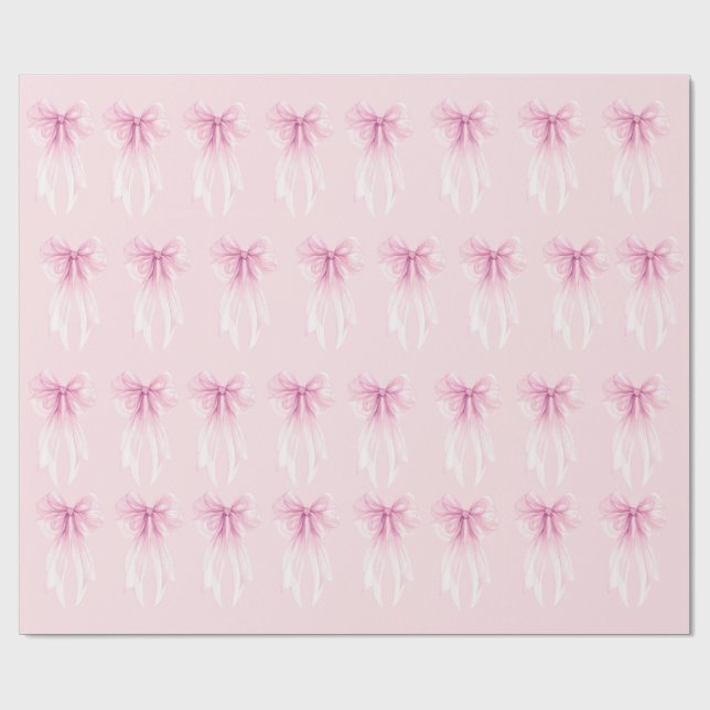 Papel De Presente Watercolor Ribbon & Heart Coquette Gift Wrap (Aberto)