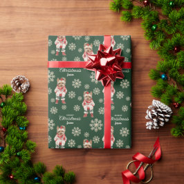 Papel De Presente Watercolor Snowflakes Green Yorkie Dog Natal