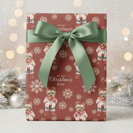 Papel De Presente Watercolor Snowflakes Terracotta Yorkie Natal