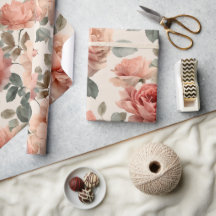 Watercolor Soft Pink Rose Beige Floral Pattern