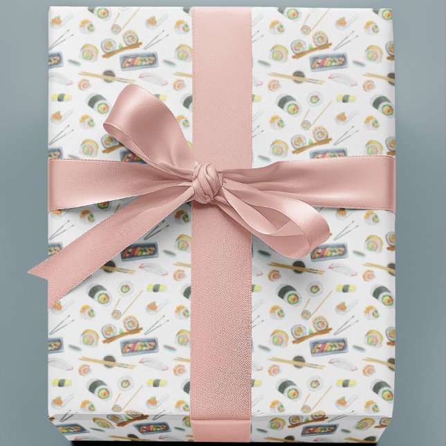 Papel De Presente Watercolor Sushi e Sashimi (Criador carregado)