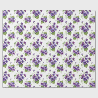 Papel De Presente Watercolor Violet Flowers Bouquet 