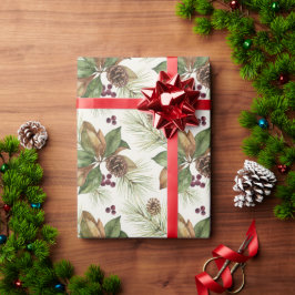 Papel De Presente Watercolor Winter Botanical Pattern