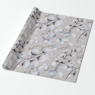 Papel De Presente Watercolor Winter Boticals