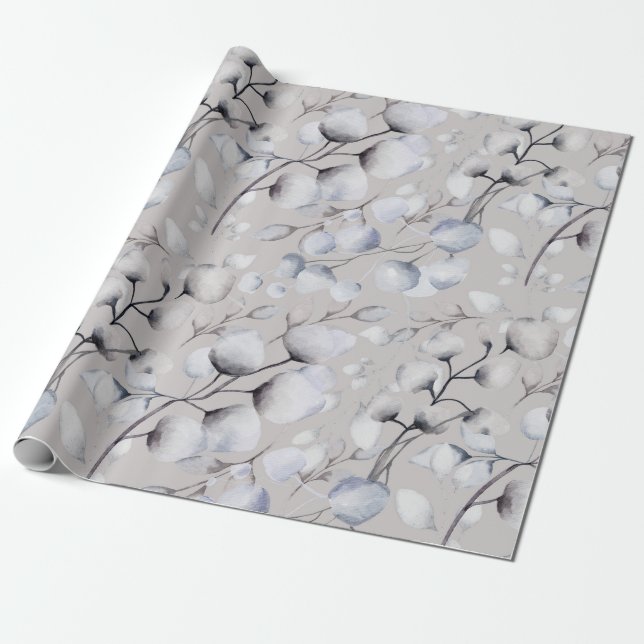 Papel De Presente Watercolor Winter Boticals (Desenrolado)