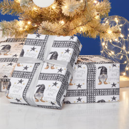 Papel De Presente Watercolor Winter Gnomon Buffalo check Natal