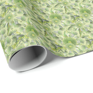 Papel De Presente Wattle Verde Feminina e Blooms do Eucalipto