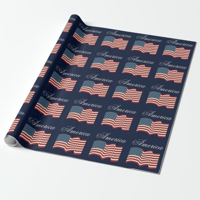 Papel De Presente Waving American Flag Wraping Paper (Desenrolado)