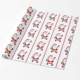 Papel De Presente Waving Papai Noel Gift Wrap