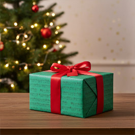 Papel De Presente We Wish You a Merry Christmas Music in Jade Green