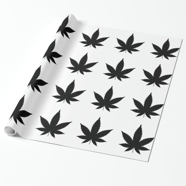 Papel De Presente Weed Leaf Silhouette (Desenrolado)