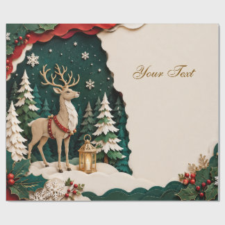 Papel De Presente Weihnachtlicher Rentier Wald Rahmen