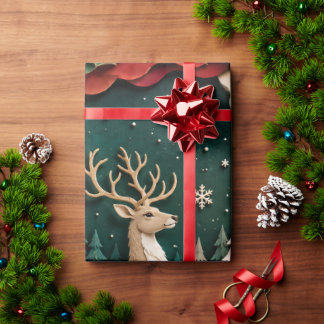 Papel De Presente Weihnachtlicher Rentier Wald Rahmen