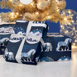 Papel De Presente Weihnachtspferde in Blau