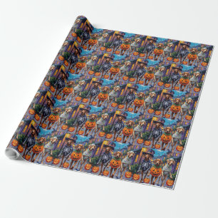 Papel De Presente Weimaraner fazendo doces ou travessuras em fantasi