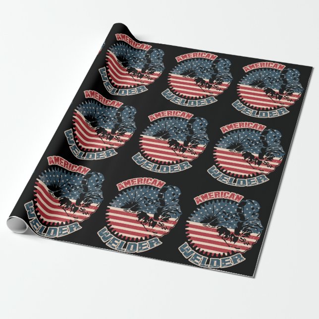 Papel De Presente Welder American Flag USA Patriotic Welder Gift (Desenrolado)
