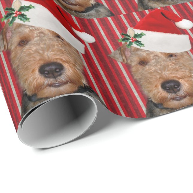 Papel De Presente Welsh Terrier com chapéu de Papai Noel (Ponta do rolo)