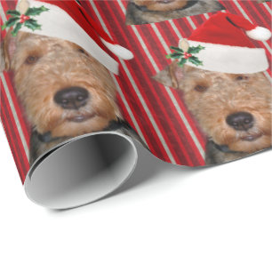 Papel De Presente Welsh Terrier com chapéu de Papai Noel