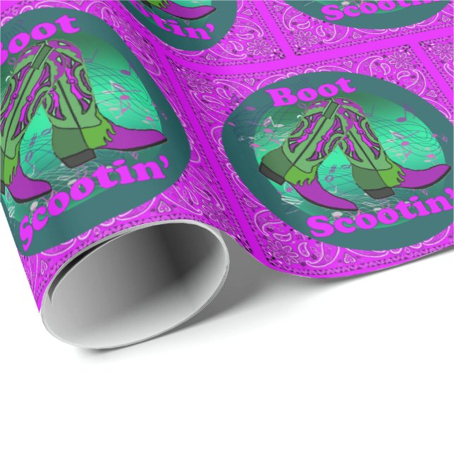Papel De Presente Western Cowboy Boots Dance Boot Scooton (Ponta do rolo)