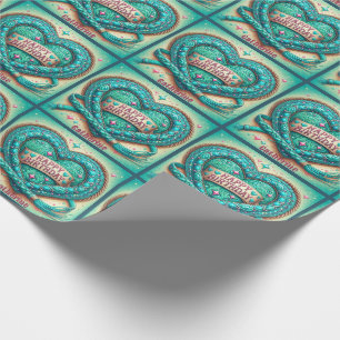 Papel De Presente Western Happy Birthday Turquoise Leather Heart
