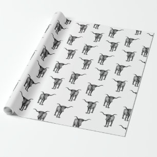 Papel De Presente Western Texas Longhorn Bull COR PERSONALIZADA