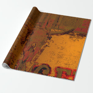 Papel De Presente Western Vintage Bull Caveira Rust País Laranja