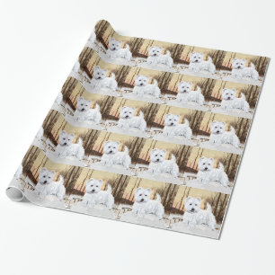 Papel De Presente Westie Crepúsculo de Neve