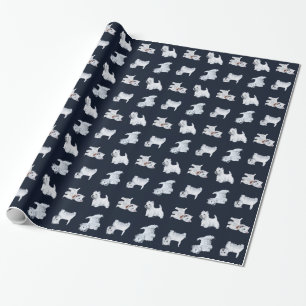 Papel De Presente Westies Empilhados em Preto