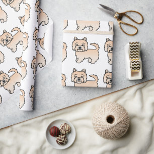 Papel De Presente Wheaten Norwich Terrier Cartoon Dog Patterno