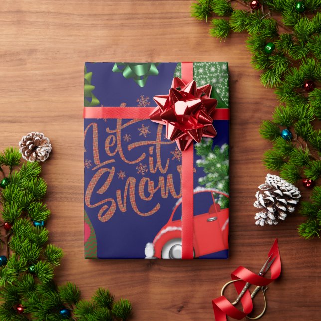 Papel De Presente Whimical Let it Snow Christmas (Presente de Natal)