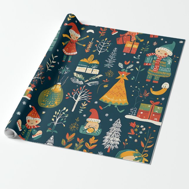 Papel De Presente Whimsic Winter Wonderland Natal (Desenrolado)