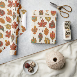 Papel De Presente Whimsical Boho Multi Color Autumn Leaves
