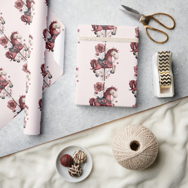 Papel De Presente  Whimsical Carousel Horse Image Pattern (Artesanato)