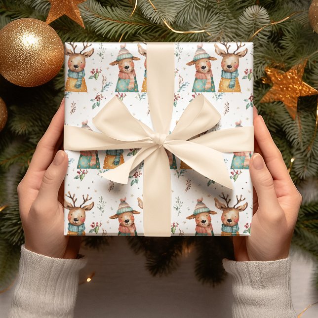 Papel De Presente Whimsical Christmas Deers – Wrapping Paper (Criador carregado)