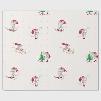 Papel De Presente Whimsical Christmas Mice Wrapping Paper 