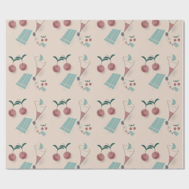 Papel De Presente Whimsical cocktail wrapping paper (Aberto)