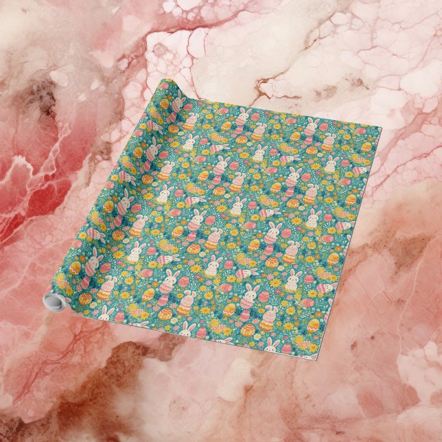 Papel De Presente Whimsical Easter Bunny Spring Meadow Botanical (Whimsical Easter Bunny Spring Meadow Botanical Wrapping Paper)