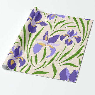 Papel De Presente Whimsical Hand-Drawn Purple Iris Botanical