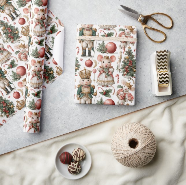 Papel De Presente Whimsical Mice & Candy Canes (Artesanato)