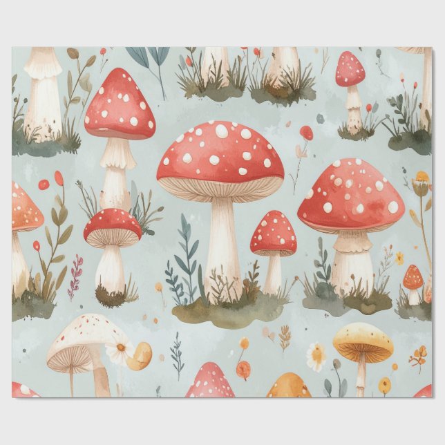 Papel De Presente Whimsical Mushroom Wrapping Paper (Aberto)