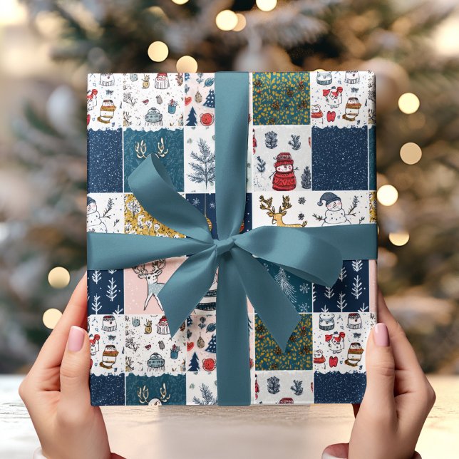 Papel De Presente Whimsical Patchwork Christmas  (Criador carregado)